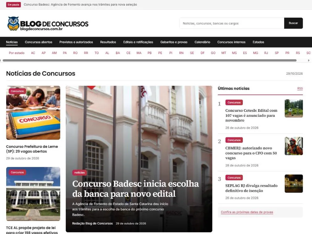 Página inicial do Blog de Concursos